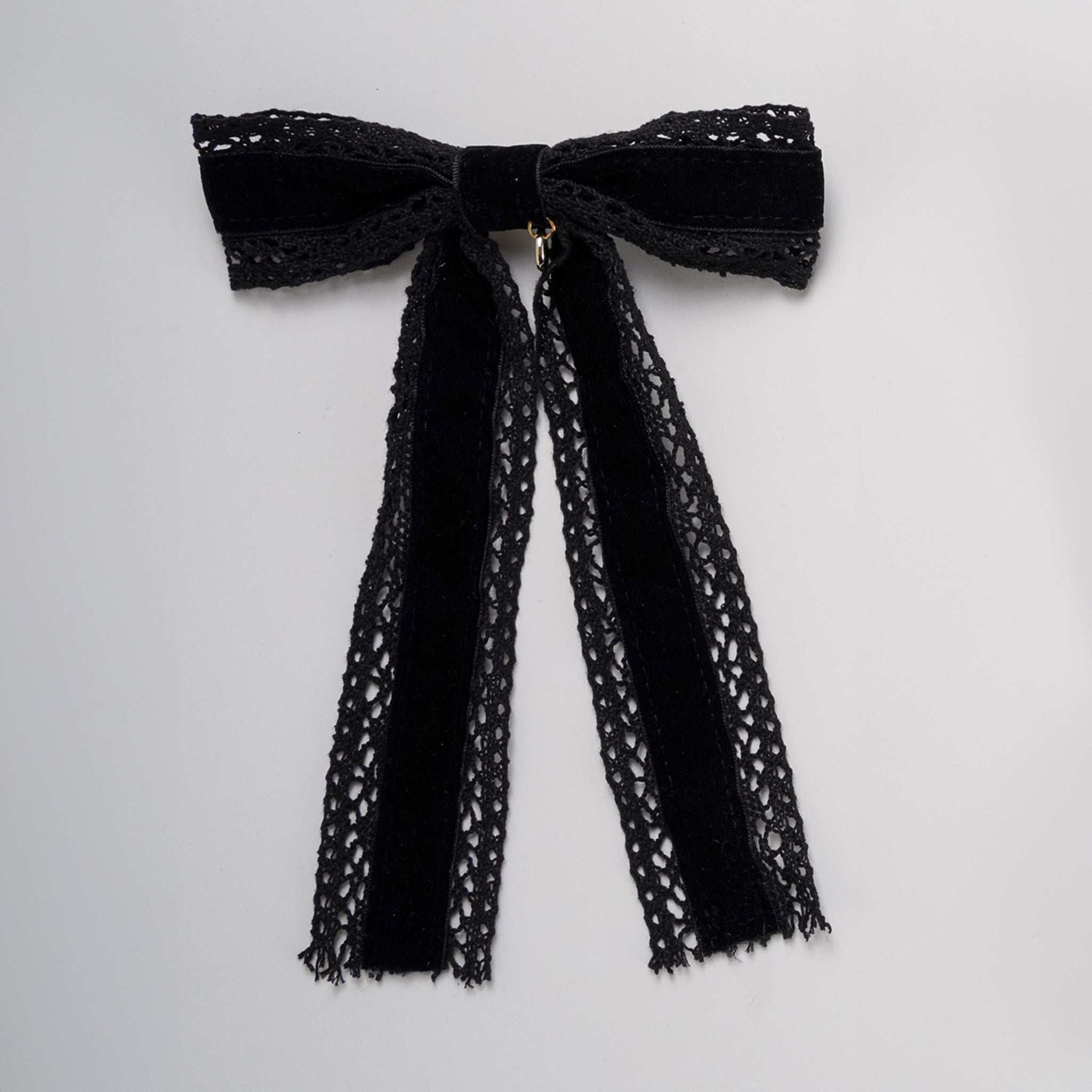 Nana Velvet/Lace Long Bow Clip - Image 2