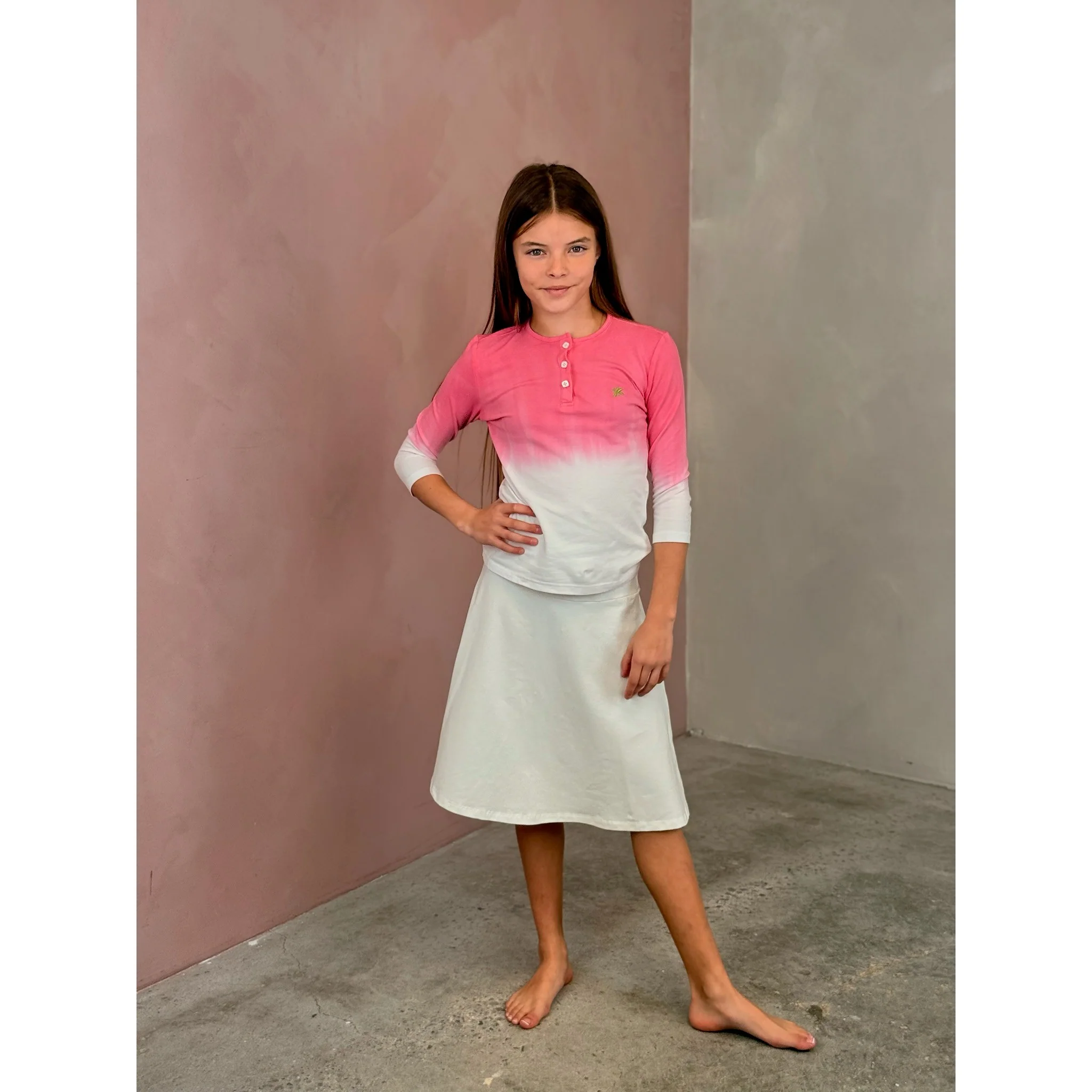 Girls Dip Dye Henley