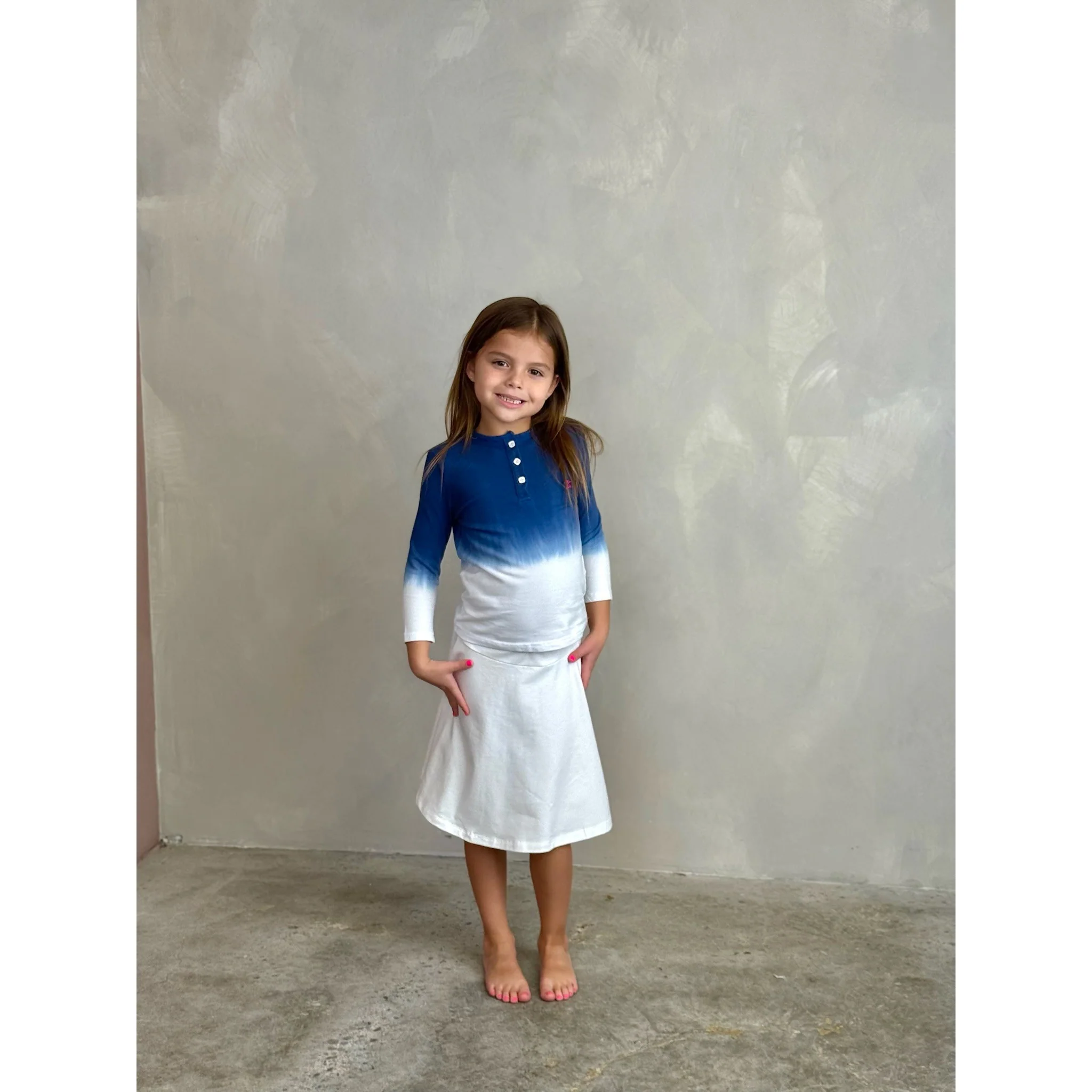 Girls Dip Dye Henley - Image 2