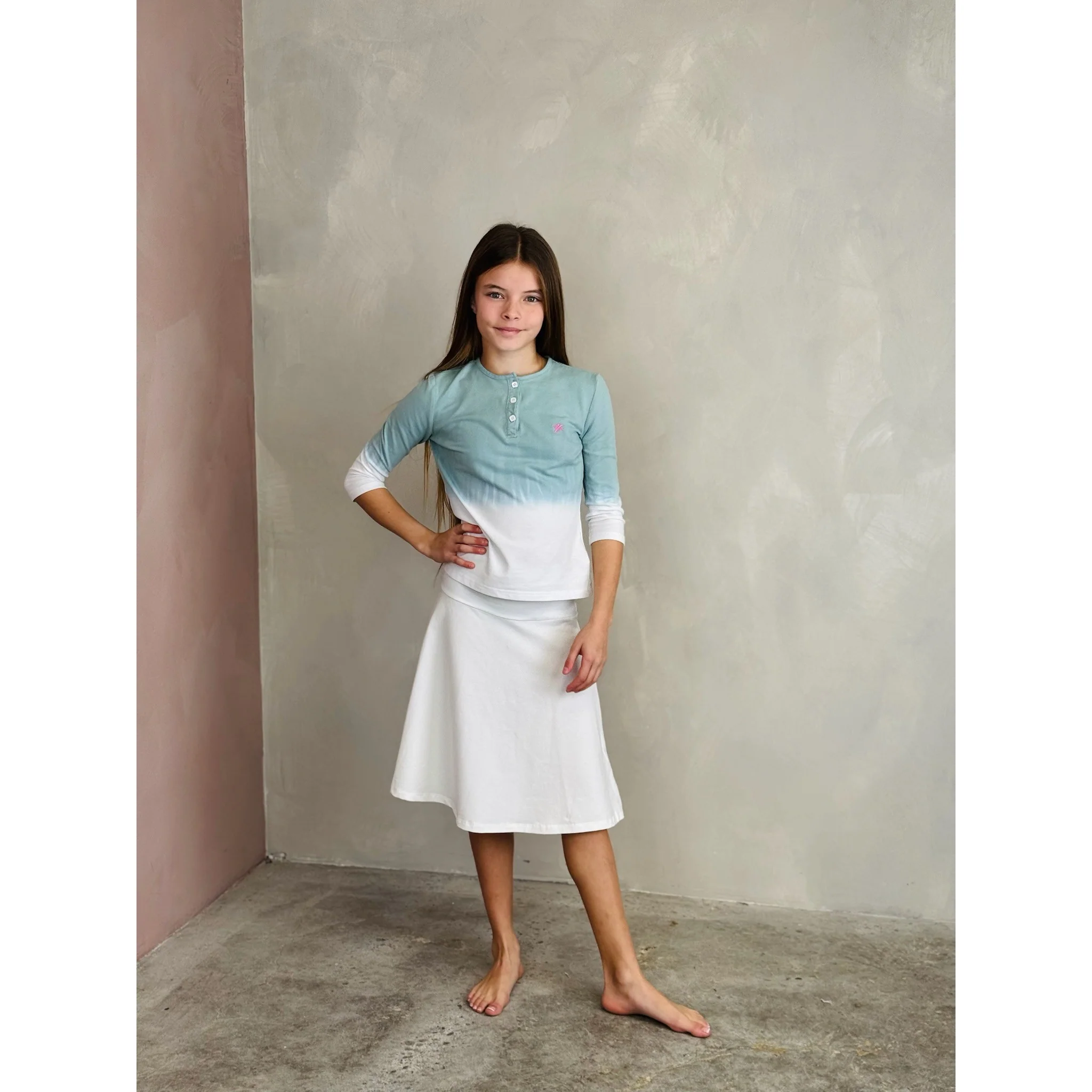 Girls Dip Dye Henley - Image 3