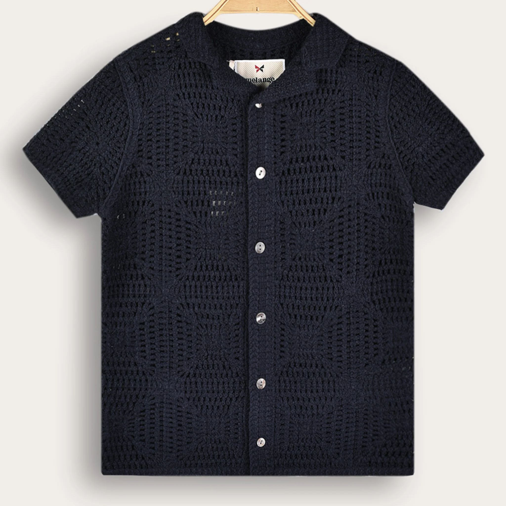 Melange Crochet Knit Shirt - Image 5