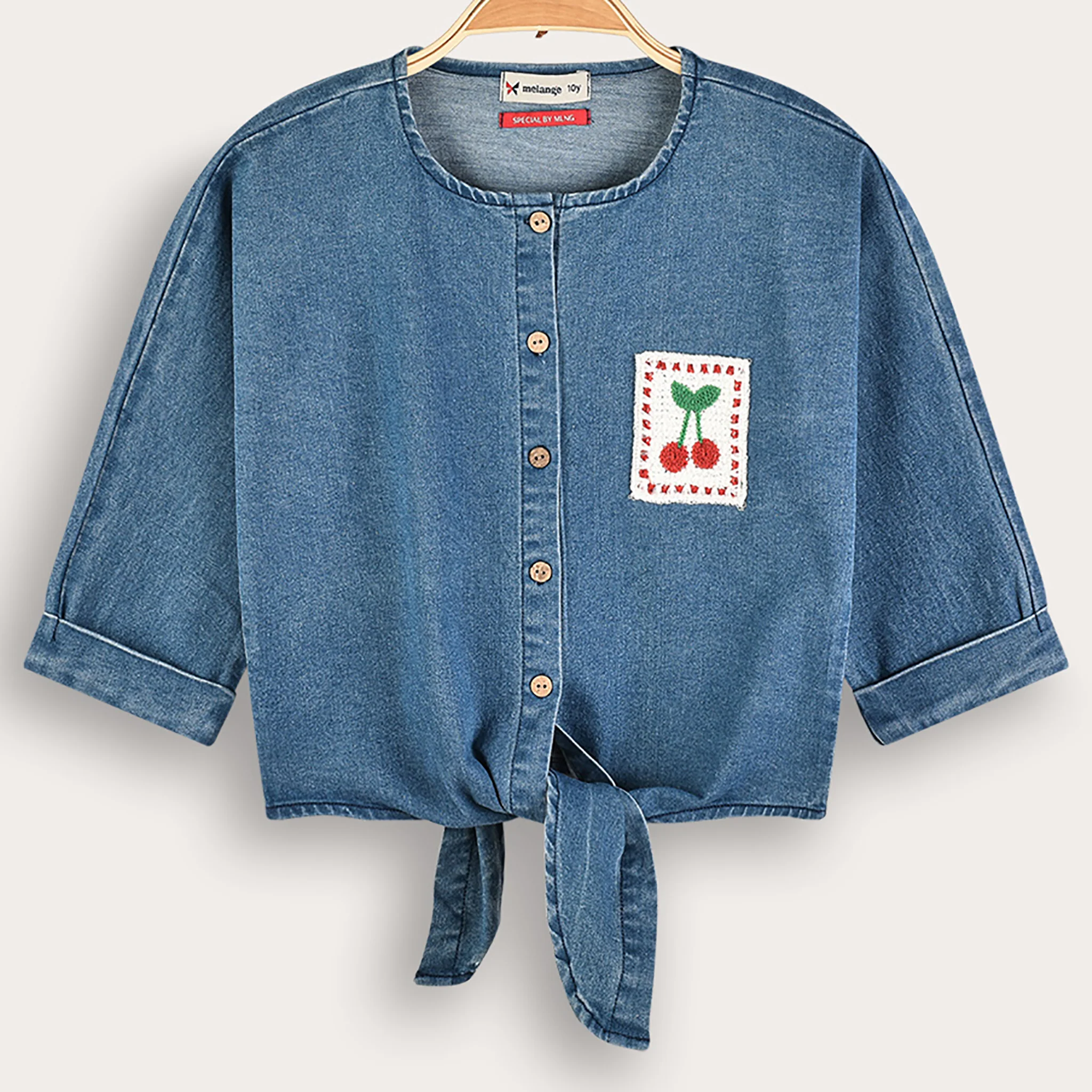 Melange Cherry Denim Top - Image 2